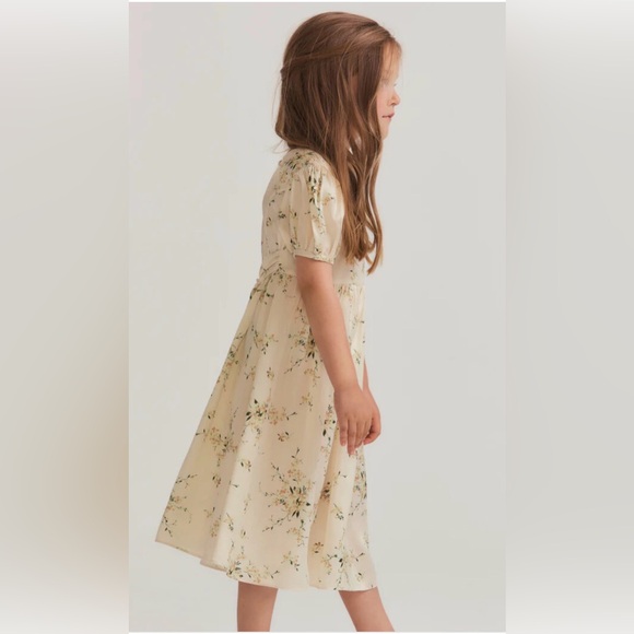 $195 New LoveShackFancy Girls Holly Dress Canary Yellow Floral Silky Size 8 - Picture 2 of 3